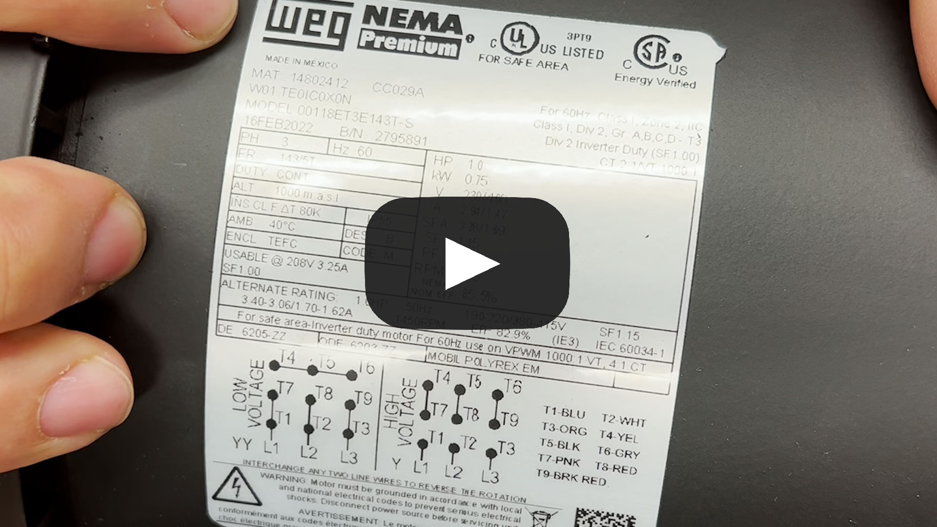 Decoding Motor Nameplate